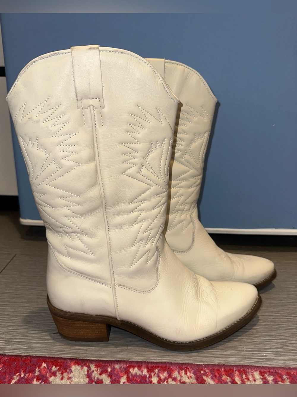 Steve Madden Hayward White Leather Cowboy Boots US 8.5